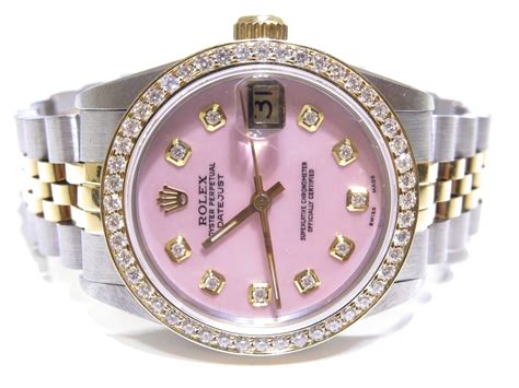 pink face rolex with diamonds|rolex lady datejust pink.